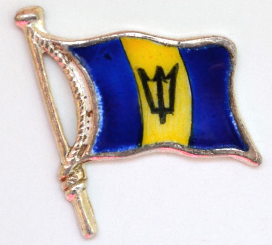Flag Charm - Barbados - Vintage Enamel Silver Plate