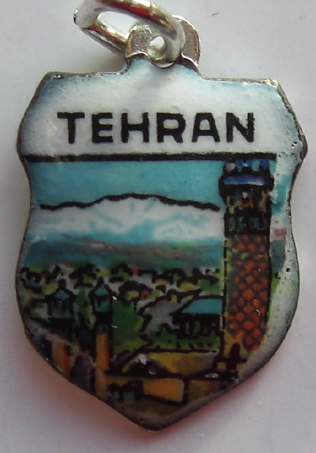 TEHRAN Iran 7 - Vintage Enamel Travel Shield Charm