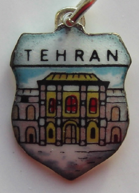TEHRAN Iran 9 - Vintage Enamel Travel Shield Charm
