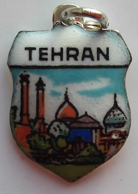 TEHRAN Iran 17 - Vintage Enamel Travel Shield Charm