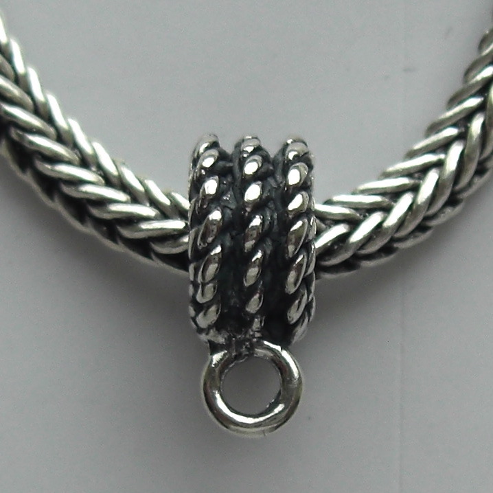 Slider Bead Charm Hanger - EC086 Sterling Silver Three Braid Rope