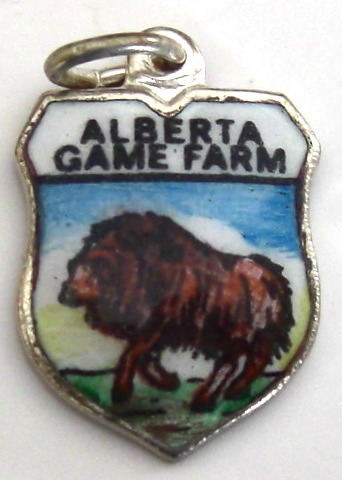 Alberta Game Farm Canada - BEAST - Vintage Enamel Travel Shield Charm