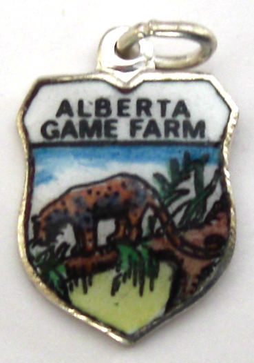 Alberta Game Farm Canada - CAT - Vintage Enamel Travel Shield Charm