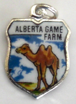 Alberta Game Farm Canada - CAMEL 2 Hump - Vintage Enamel Travel Shield Charm
