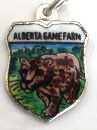 Alberta Game Farm Canada - LION FACE - Vintage Enamel Travel Shield Charm