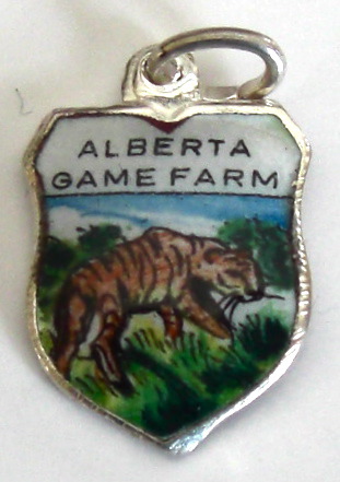 Alberta Game Farm Canada - TIGER - Vintage Enamel Travel Shield Charm
