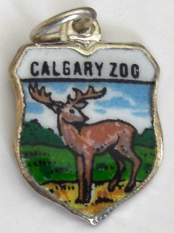 Calgary Zoo Canada - DEER - Vintage Enamel Travel Shield Charm