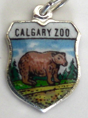Calgary Zoo Canada - BEAR - Vintage Enamel Travel Shield Charm