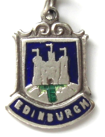 EDINBURGH, Scotland - Crest Vintage Silver & Enamel Travel Shield Charm