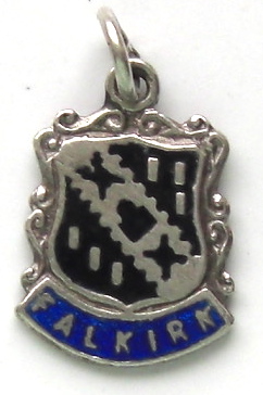 FALKIRK, Scotland - Crest Vintage Silver & Enamel Travel Shield Charm
