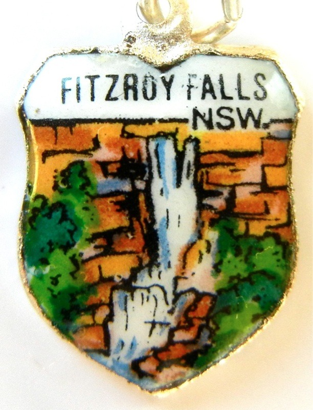 Australia - New South Wales Fitzroy Falls Vintage Enamel Travel Shield Charm