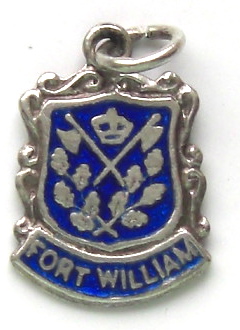 FORT WILLIAM, Scotland - Crest Vintage Silver & Enamel Travel Shield Charm