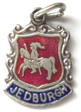 JEDBURGH, Scotland - Crest Vintage Silver & Enamel Travel Shield Charm