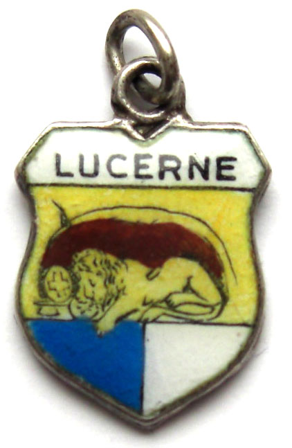 Lucerne, Luzern Switzerland - Lion Coat of Arms - Enamel Travel Shield Charm