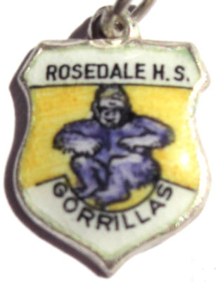 ANIMALS - ROSEDALE H.S. Gorilla SILVER Enamel Travel Shield