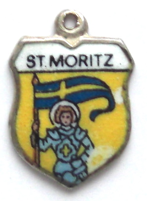 St Moritz, Switzerland - Coat of Arms Enamel Travel Shield Charm St Moritz, Switzerland - Coat of Arms Enamel Travel Shield Charm