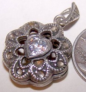 Silver vinaigrette heart locket