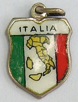 Italia - Flag with Map Shield Charm