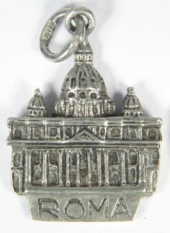 Roma - St Peter's Basilica Vatican City Vintage Silver Charm