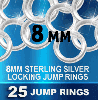 JumpLocks Sterling Silver Jump Rings 8mm Heavy 16 Gauge (Pk 25)