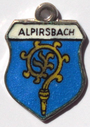 ALPIRSBACH, Germany - Vintage Silver Enamel Travel Shield Charm