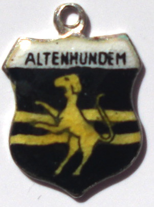 ALTENHUNDEM, Germany - Vintage Silver Enamel Travel Shield Charm