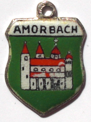 AMORBACH, Germany - Vintage Silver Enamel Travel Shield Charm