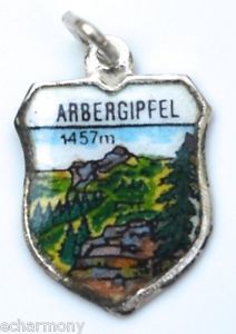 Arbergipfel Bavaria GERMANY - Vintage Silver Enamel Travel Shield Charm