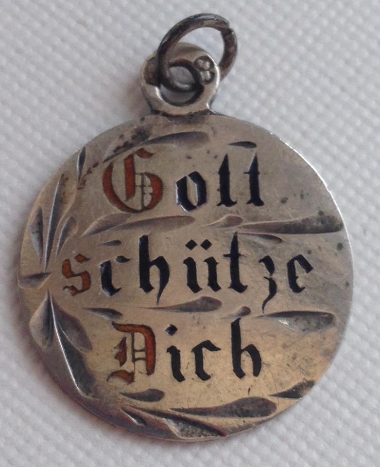 Antique Art Nouveau Silver & Enamel German Gott Schütze Dich (God Bless You) Charm 2