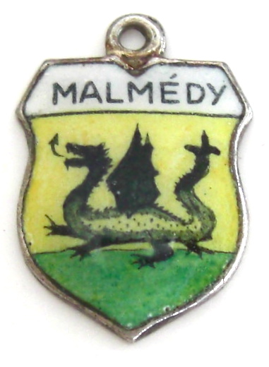 Belgium - Malmady Vintage Enamel Travel Shield Charm - Click Image to Close