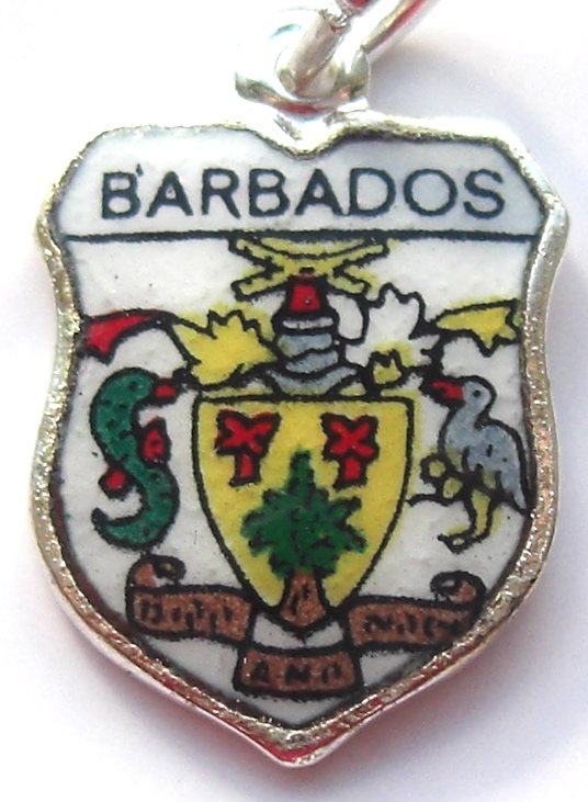 Barbados - Coat of Arms - Vintage Silver Pl. Enamel Travel Shield Charm