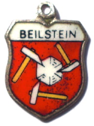 BEILSTEIN, Germany - Vintage Silver Enamel Travel Shield Charm