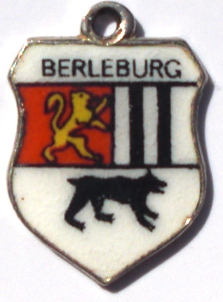 BERLEBURG, Germany - Vintage Silver Enamel Travel Shield Charm
