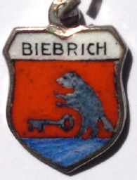 BIEBRICH, Germany - Vintage Silver Enamel Travel Shield Charm