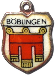 BOBLINGEN, Germany - Vintage Silver Enamel Travel Shield Charm - Click Image to Close