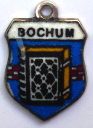 BOCHUM, Germany - Vintage Silver Enamel Travel Shield Charm - Click Image to Close