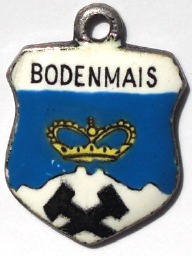 BODENMAIS, Germany - Vintage Silver Enamel Travel Shield Charm - Click Image to Close