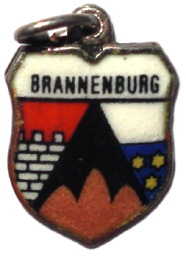 BRANNENBURG, Germany - Vintage Silver Enamel Travel Shield Charm