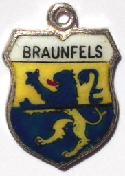 BRAUNFELS, Germany - Vintage Silver Enamel Travel Shield Charm