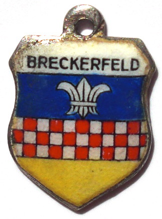 BRECKERFELD, Germany - Vintage Silver Enamel Travel Shield Charm - Click Image to Close