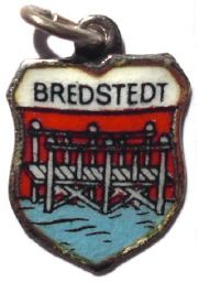 BREDSTEDT, Germany - Vintage Silver Enamel Travel Shield Charm