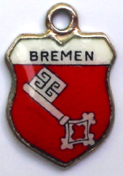 BREMEN, Germany - Vintage Silver Enamel Travel Shield Charm