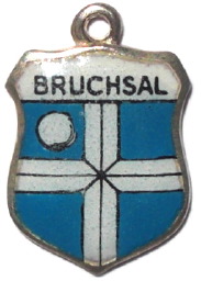BRUCHSAL, Germany - Vintage Silver Enamel Travel Shield Charm