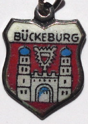 BUCKEBURG, Germany - Vintage Silver Enamel Travel Shield Charm