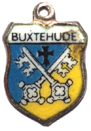 BUXTEHUDE, Germany - Vintage Silver Enamel Travel Shield Charm