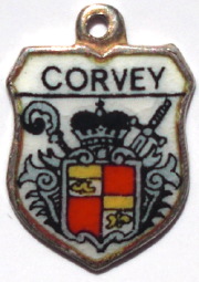 CORVEY, Germany - Vintage Silver Enamel Travel Shield Charm