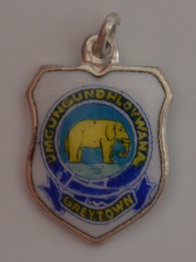 Umgungundlovu Greytown Elephant SOUTH AFRICA FLAMINGO Vintage Enamel Travel Shield Bracelet Charm - Click Image to Close