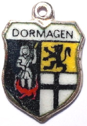 DORMAGEN, Germany - Vintage Silver Enamel Travel Shield Charm