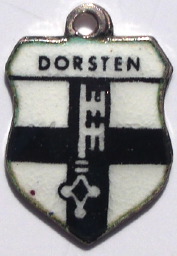 DORSTEN, Germany - Vintage Silver Enamel Travel Shield Charm