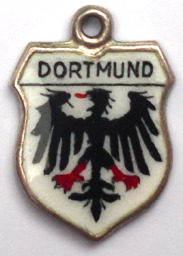 DORTMUND, Germany - Vintage Silver Enamel Travel Shield Charm
